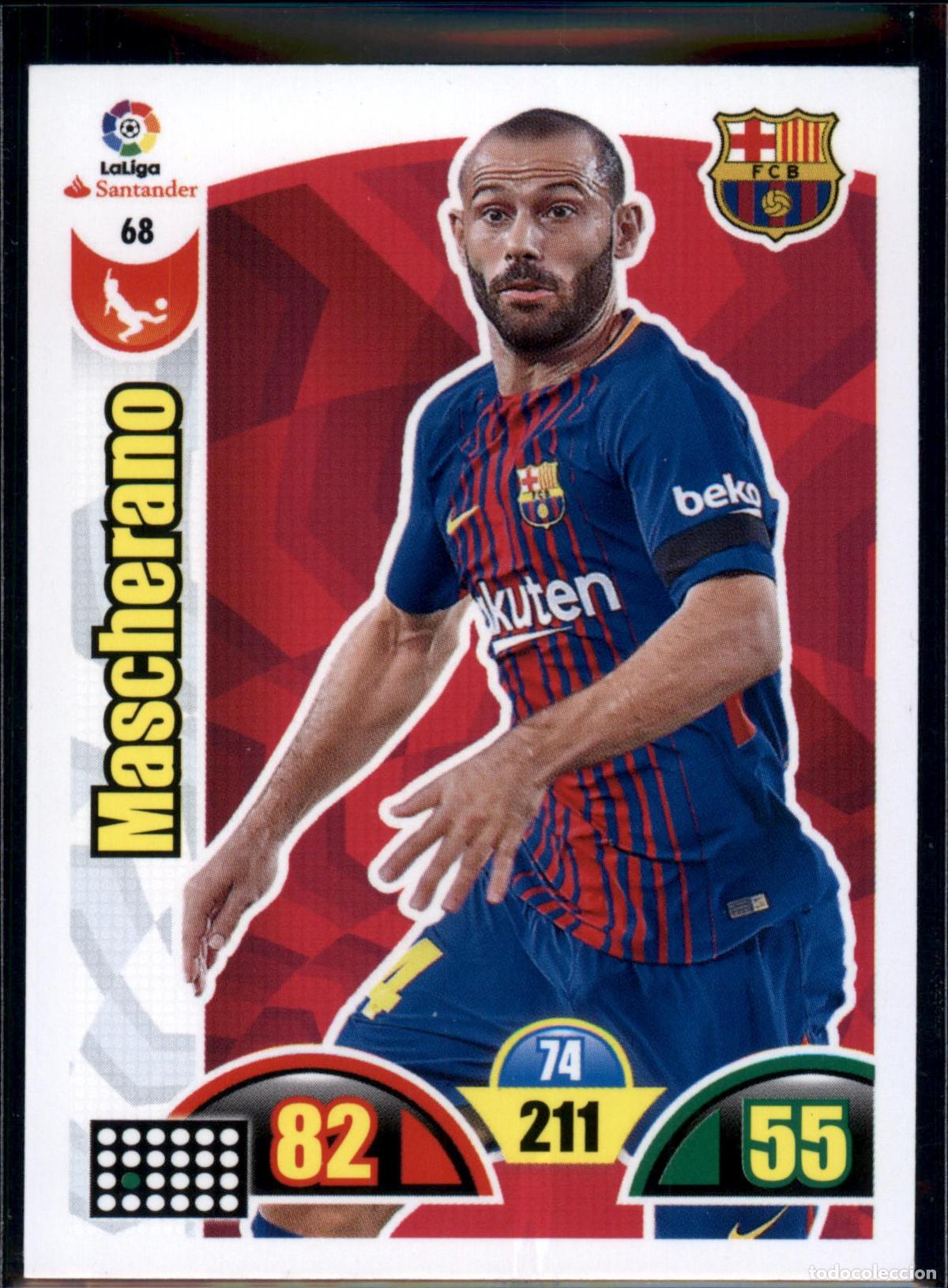 Cromos de f&uacute;tbol: Mascherano N&ordm; 68 Bar&ccedil;a (Barcelona) LaLiga Santander Adrenalyn XL 2017 2018 Panini 17 18