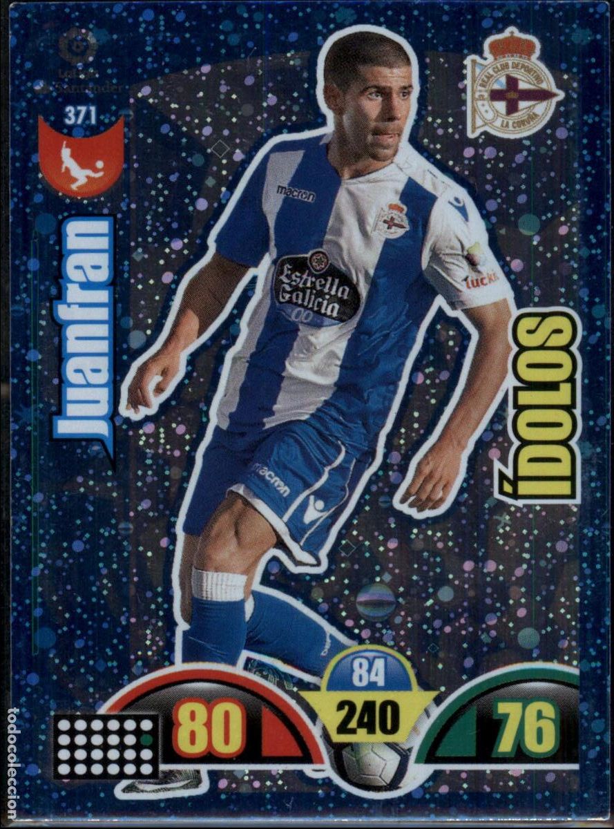Cromos de f&uacute;tbol: Juanfran &Iacute;dolos N&ordm; 371 RC Deportivo LaLiga Santander Adrenalyn XL 2017 2018 Panini 17 18