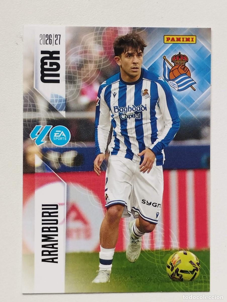 Cromos de f&uacute;tbol: CROMO CARD 2026 2027 MEGACRACKS 27 26 MGK PANINI ARAMBURU 310 REAL SOCIEDAD