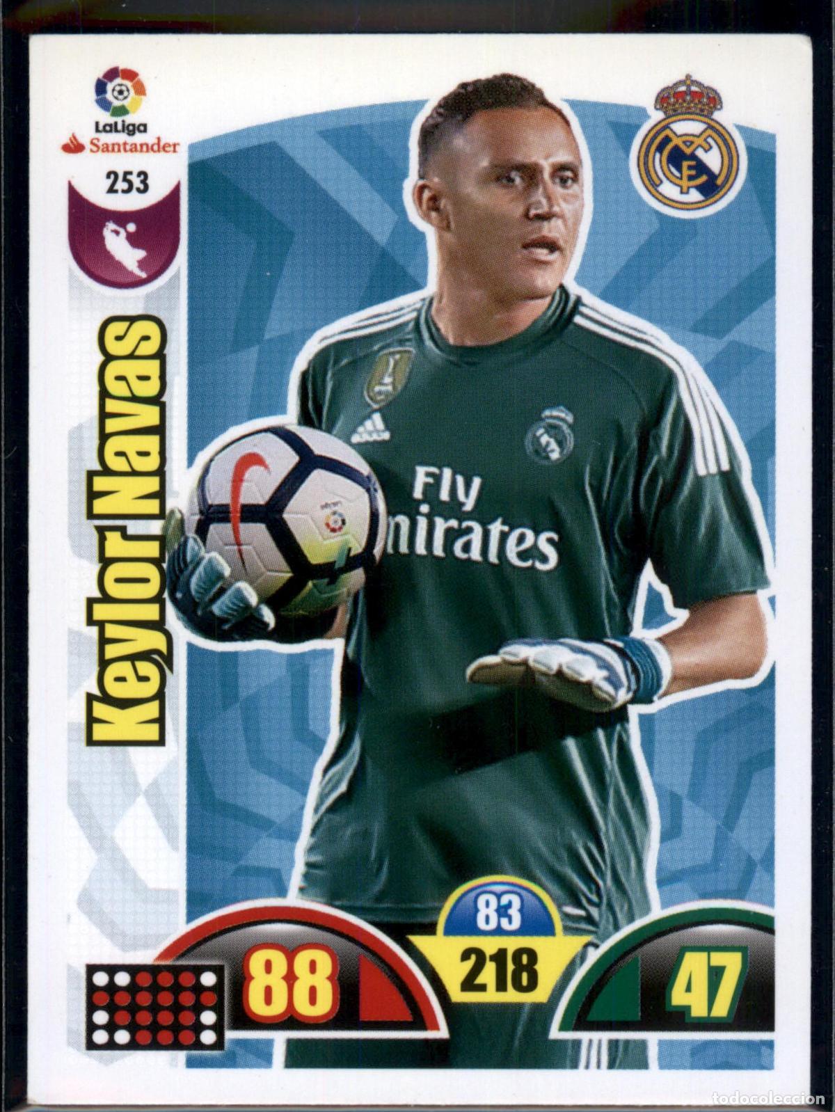 Cromos de f&uacute;tbol: Keylor Navas N&ordm; 253 Real Madrid LaLiga Santander Adrenalyn XL 2017 2018 Panini 17 18
