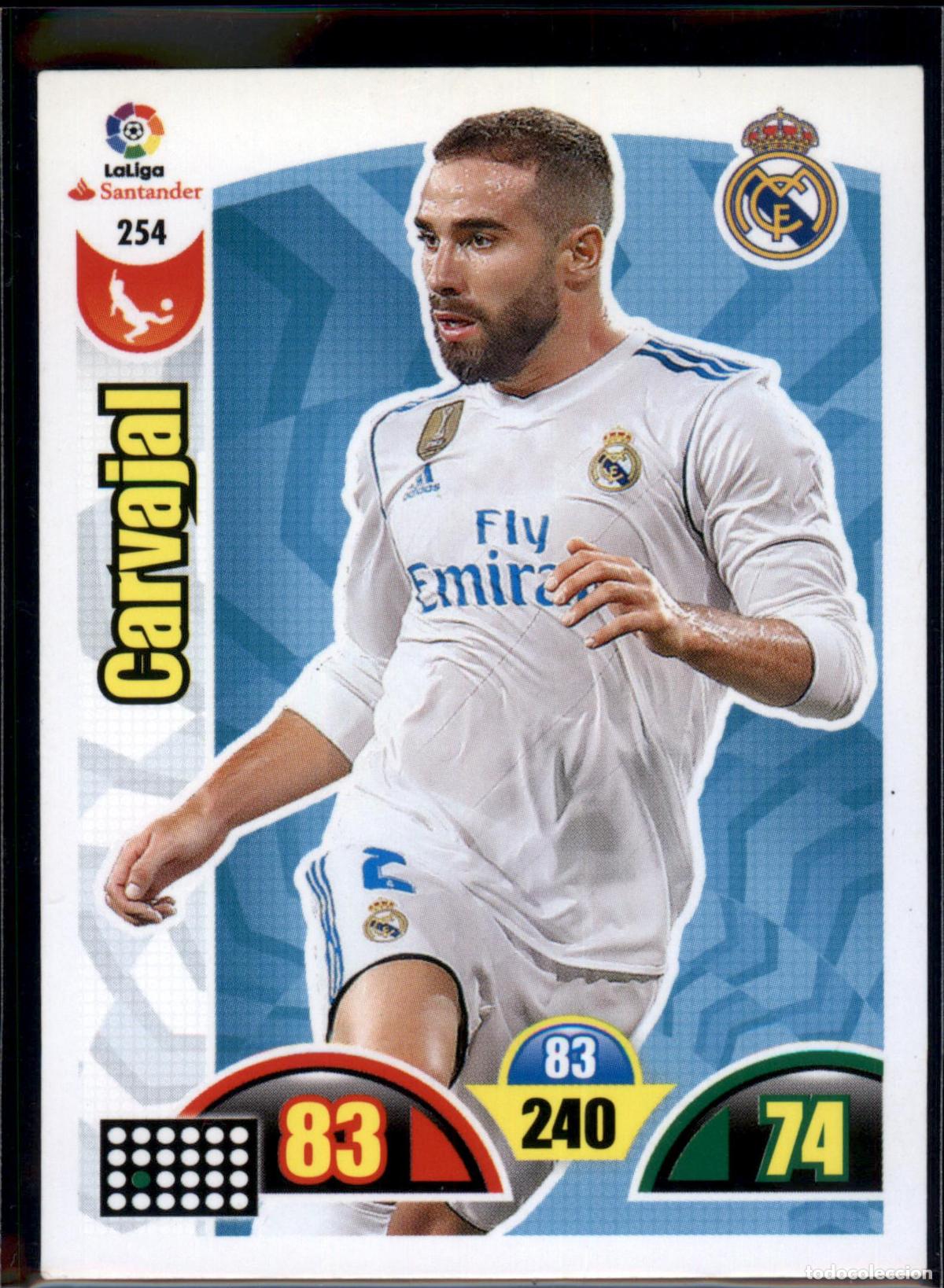 Cromos de f&uacute;tbol: Carvajal N&ordm; 254 Real Madrid LaLiga Santander Adrenalyn XL 2017 2018 Panini 17 18