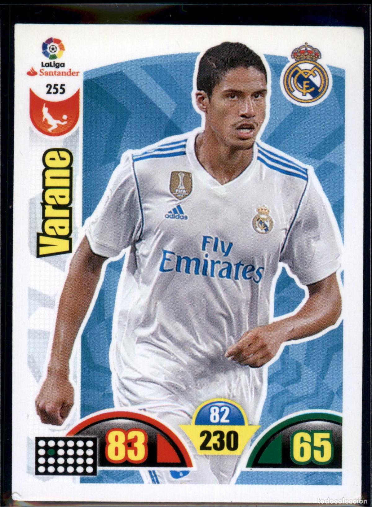 Cromos de f&uacute;tbol: Varane N&ordm; 255 Real Madrid LaLiga Santander Adrenalyn XL 2017 2018 Panini 17 18