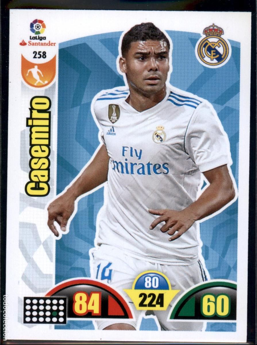 Cromos de f&uacute;tbol: Casemiro N&ordm; 258 Real Madrid LaLiga Santander Adrenalyn XL 2017 2018 Panini 17 18