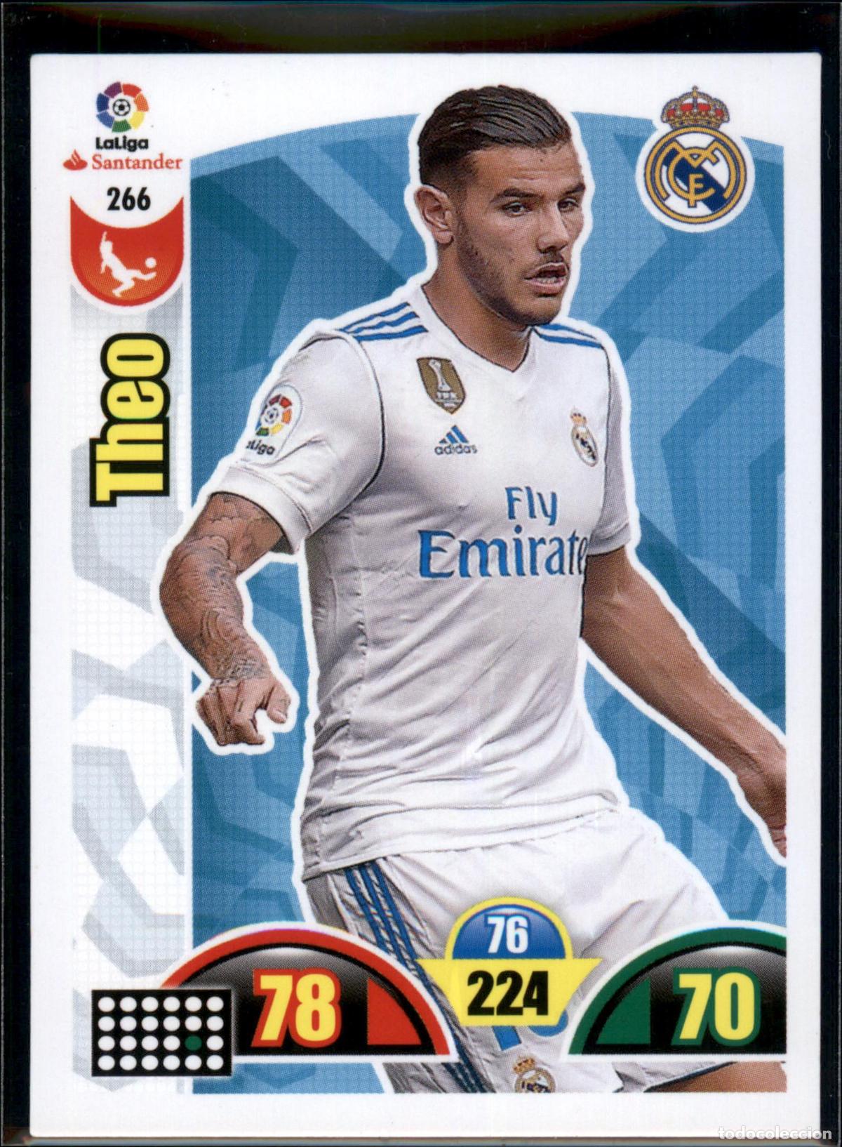 Cromos de f&uacute;tbol: Theo Hern&aacute;ndez N&ordm; 266 Real Madrid LaLiga Santander Adrenalyn XL 2017 2018 Panini 17 18