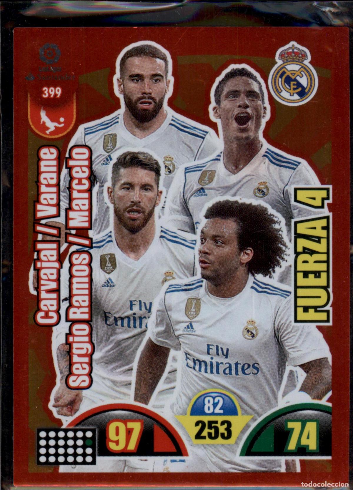 Cromos de f&uacute;tbol: Fuerza 4 N&ordm; 399 Real Madrid LaLiga Santander Adrenalyn XL 2017 2018 Panini 17 18