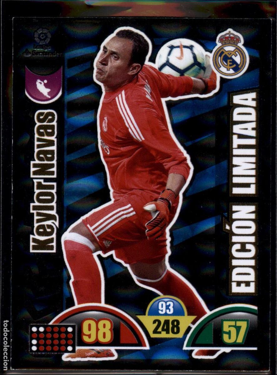 Cromos de f&uacute;tbol: Keylor Navas Edici&oacute;n Limitada Real Madrid LaLiga Santander Adrenalyn XL 2017 2018 Panini 17 18