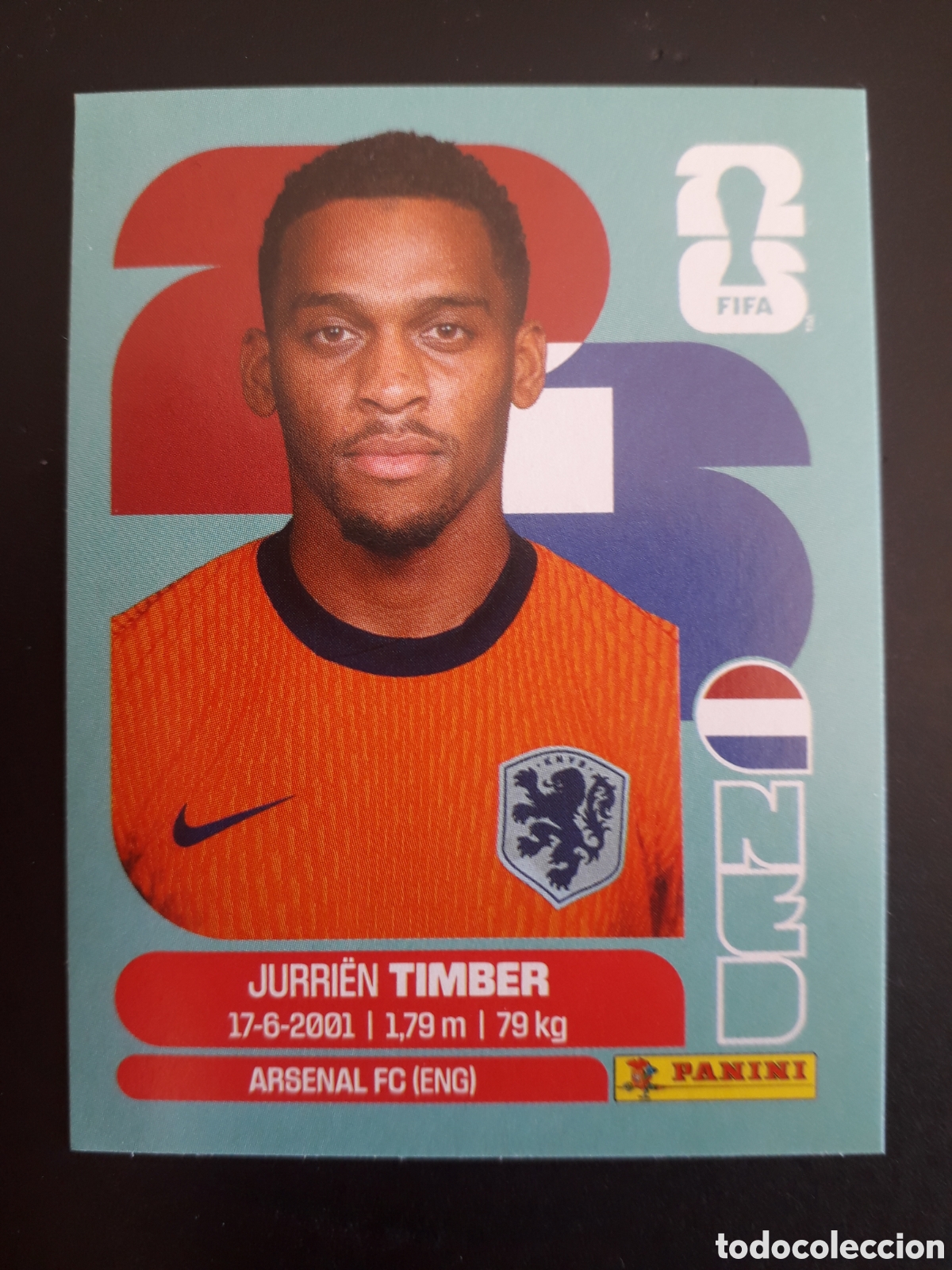 Cromos de f&uacute;tbol: TIMBER HOLANDA/PA&Iacute;SES BAJOS NED 5 MUNDIAL F&Uacute;TBOL 2026 FIFA WORLD CUP PANINI SIN PEG PEDIDO M&Iacute;NIMO 3&euro;