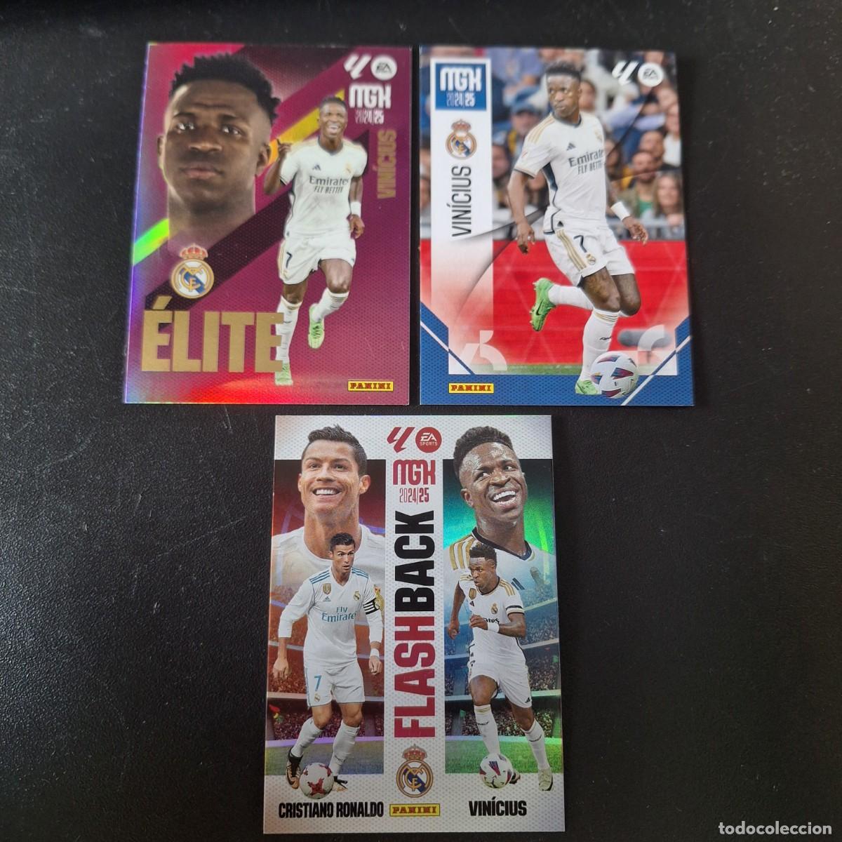 Cromos de f&uacute;tbol: LOTE 3 CARTAS VINICIUS 233 18 &Eacute;LITE 425 FLASHBACK - REAL MADRID - PANINI MEGACRACKS 2024 2025 24 25