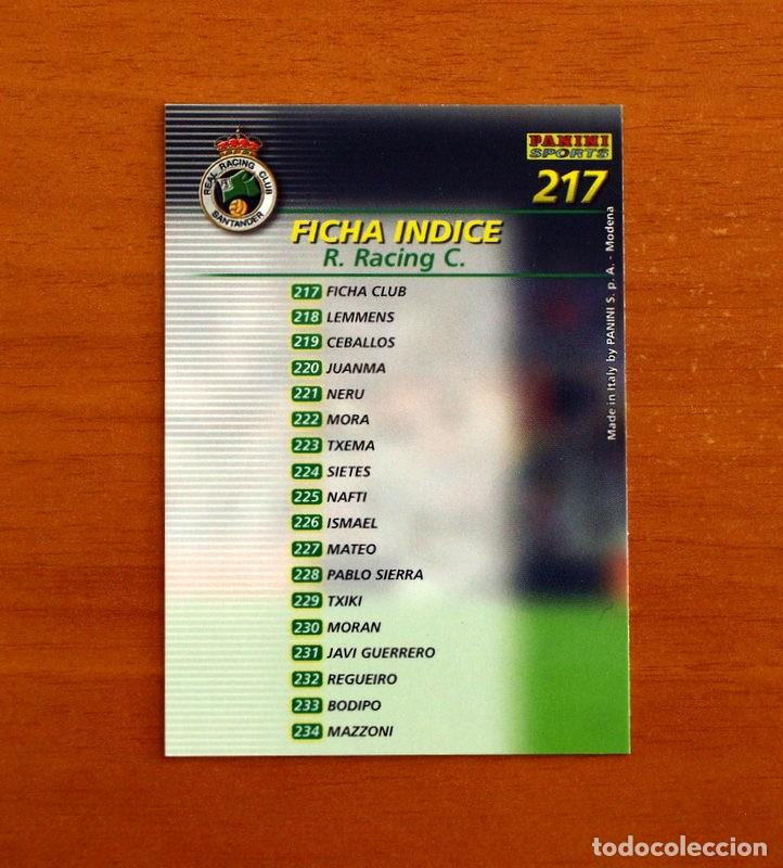 Cromos de f&uacute;tbol: Racing de Santander -N&ordm; 217 Ficha &iacute;ndice -Mega Fichas Liga 2002-2003-02-03 -Megafichas Panini Sports