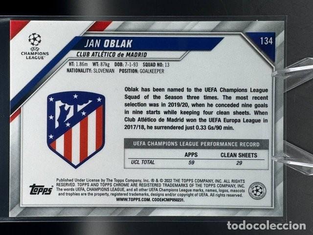 Cromos de f&uacute;tbol: Jan Oblak Topps Chrome #134 - Foto 2