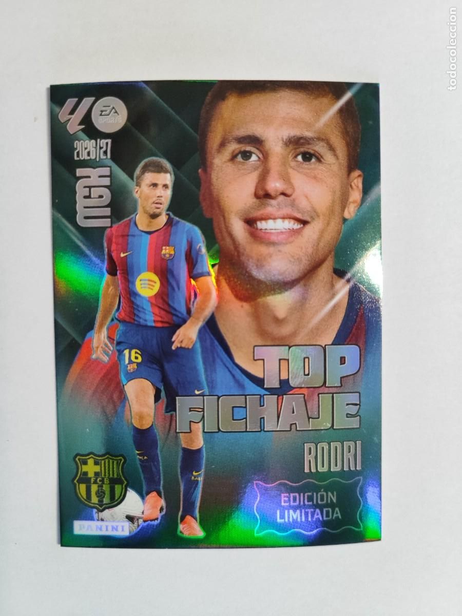 Cromos de f&uacute;tbol: MEGACRACKS 26/27 CARD EDICION LIMITADA TOP FICHAJE RODRI FC BARCELONA