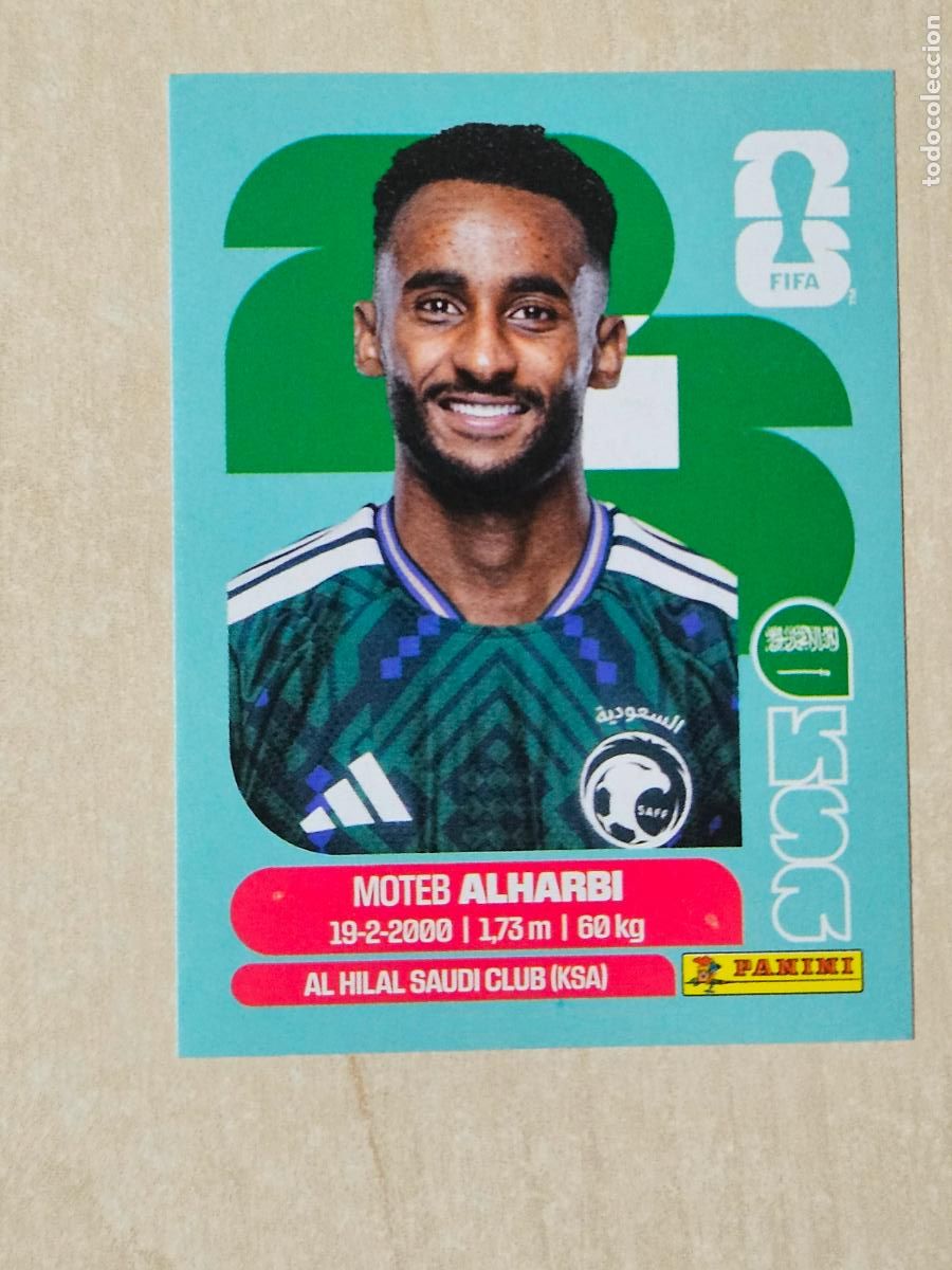 Cartes &agrave; collectionner de Football: CROMO KSA7 KSA 7 ALHARBI ARABIA SAUDI - MUNDIAL FIFA WORLD CUP 2026 STICKER PANINI SIN PEGAR