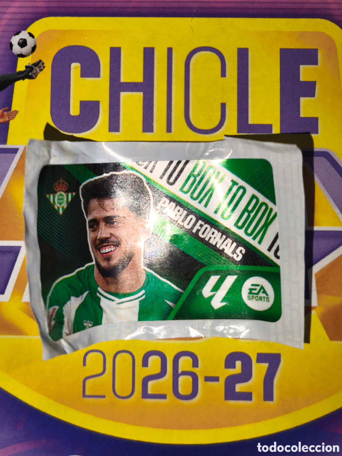 Cromos de f&uacute;tbol: Pablo Fornals BOX TO BOX Chicle liga este 26/27 Real Betis