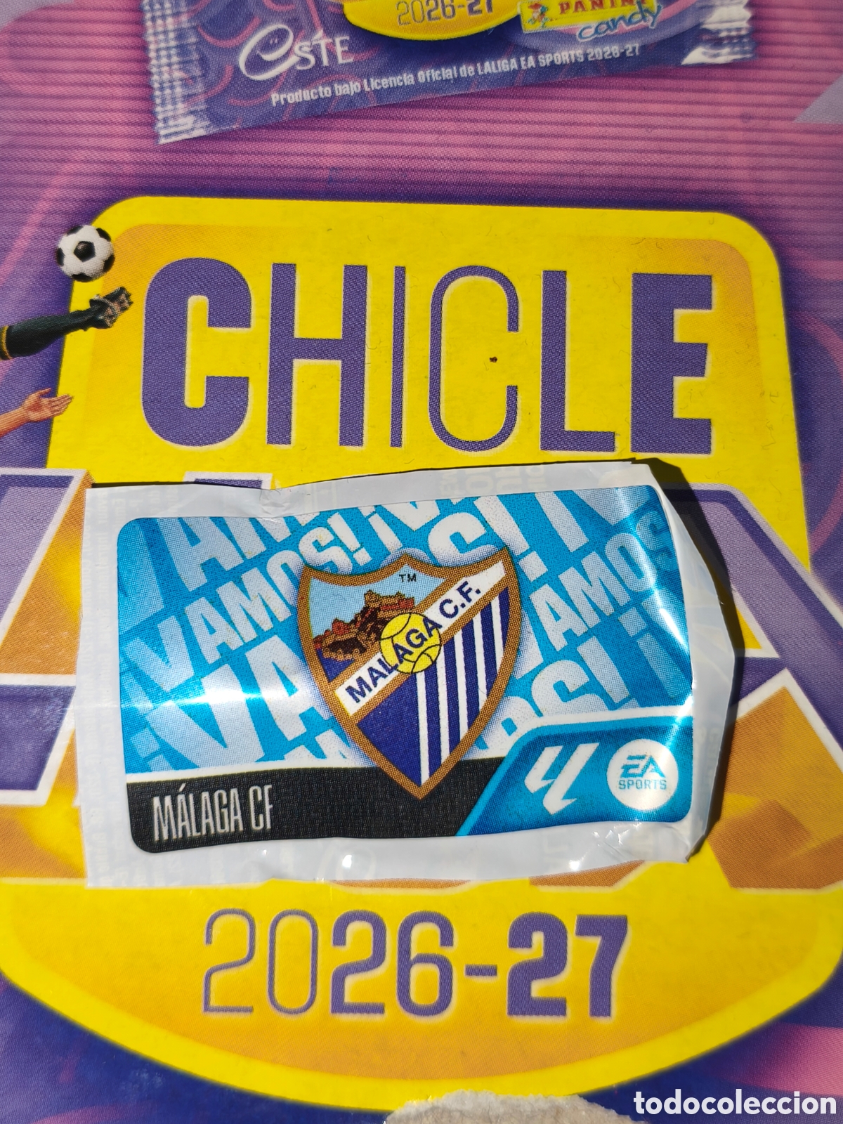 Cromos de f&uacute;tbol: Escudo M&aacute;laga Chicle liga este 26/27
