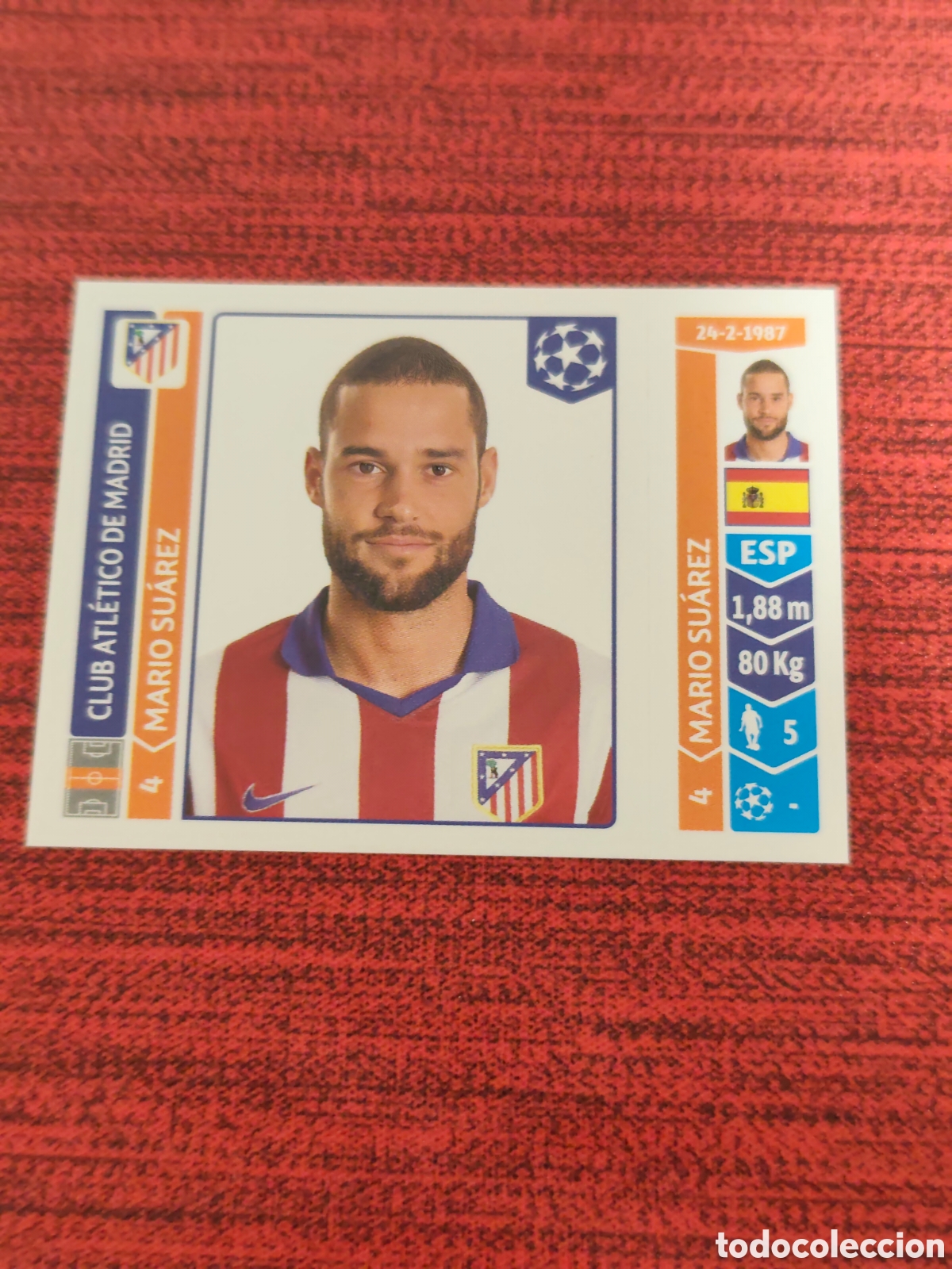 Cromos de f&uacute;tbol: 43 MARIO SU&Aacute;REZ ATL&Eacute;TICO MADRID UEFA CHAMPIONS LEAGUE 2014 2015 PANINI