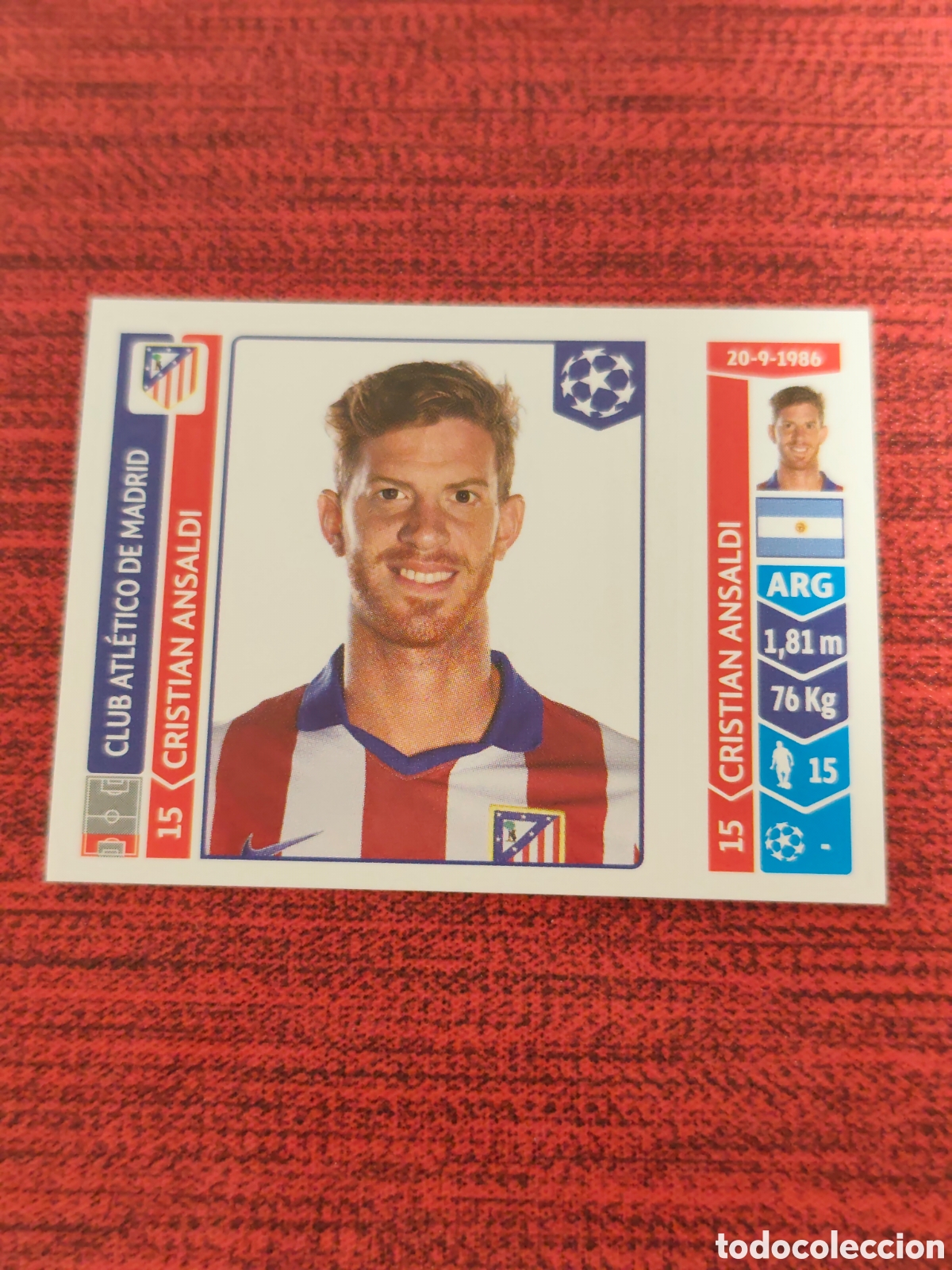 Cromos de f&uacute;tbol: 49 ANSALDI ATL&Eacute;TICO MADRID UEFA CHAMPIONS LEAGUE 2014 2015 PANINI