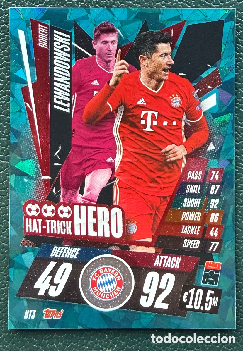 Football Stickers: HT3 LEWANDOWSKI FC BAYERN MUNICH FICHAS TOPPS UEFA CHAMPIONS LEAGUE MATCH ATTAX 2020 2021 20 21