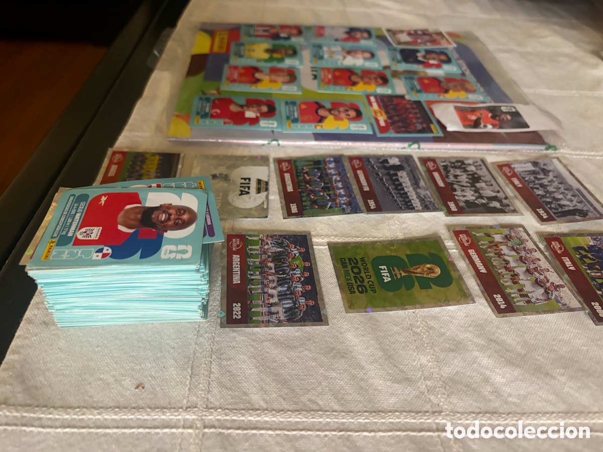 Cromos de f&uacute;tbol: Cromos mundial con messi, lamine y &aacute;lbum completo