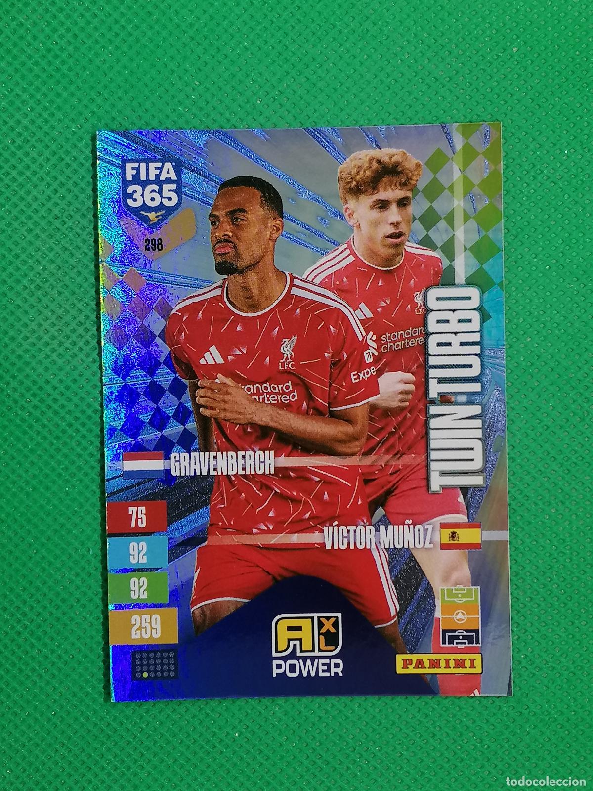 Cromos de f&uacute;tbol: 298 GRAVENBERCH VICTOR MU&Ntilde;OZ LIVERPOOL TWIN TURBO ⚽ PANINI ADRENALYN XL FIFA 365 26 27 2026 2027 ⚽