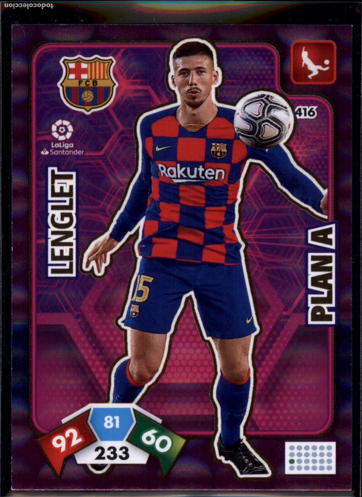 Cromos de f&uacute;tbol: Lenglet Plan A N&ordm; 416 Bar&ccedil;a (Barcelona) LaLiga Santander Adrenalyn XL 2019 2020 Panini 19 20