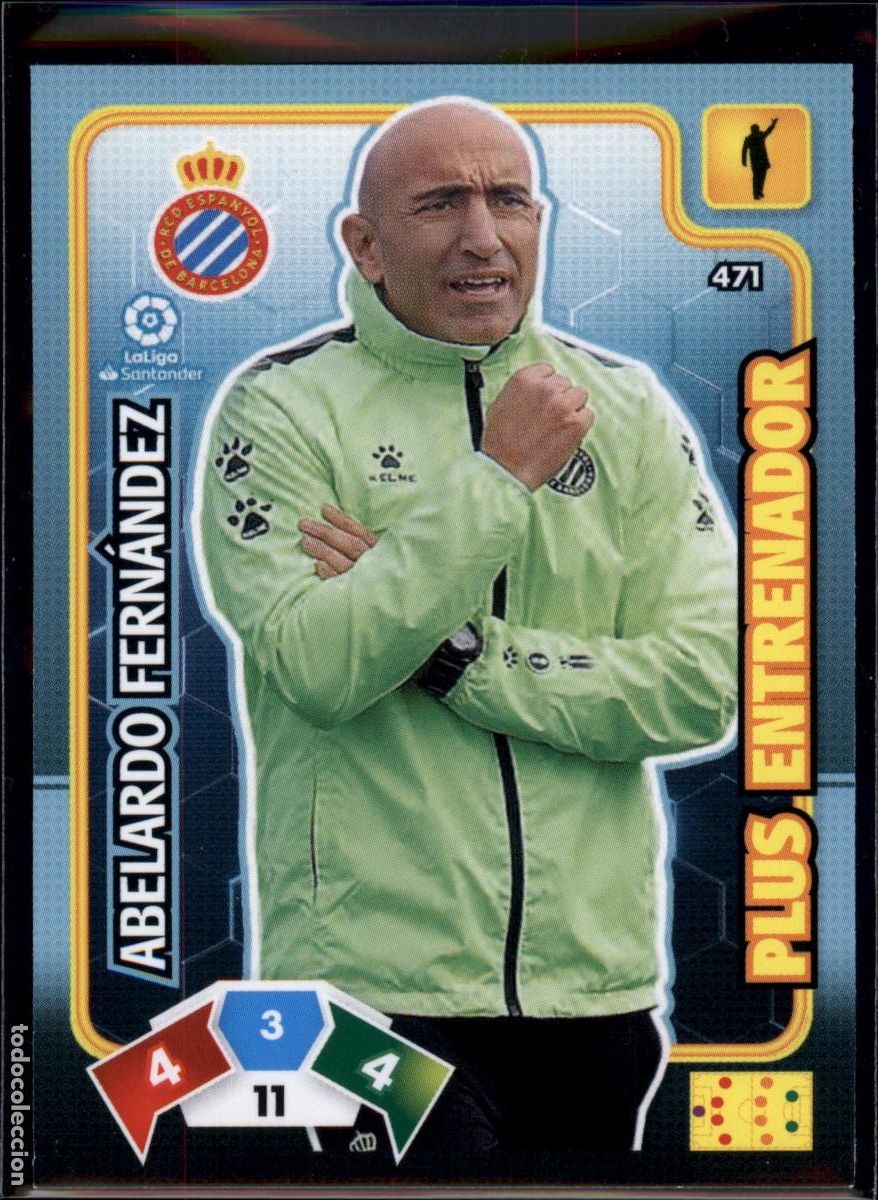 Cromos de f&uacute;tbol: Abelardo Plus Entrenador N&ordm; 471 RCD Espanyol LaLiga Santander Adrenalyn XL 2019 2020 Panini 19 20