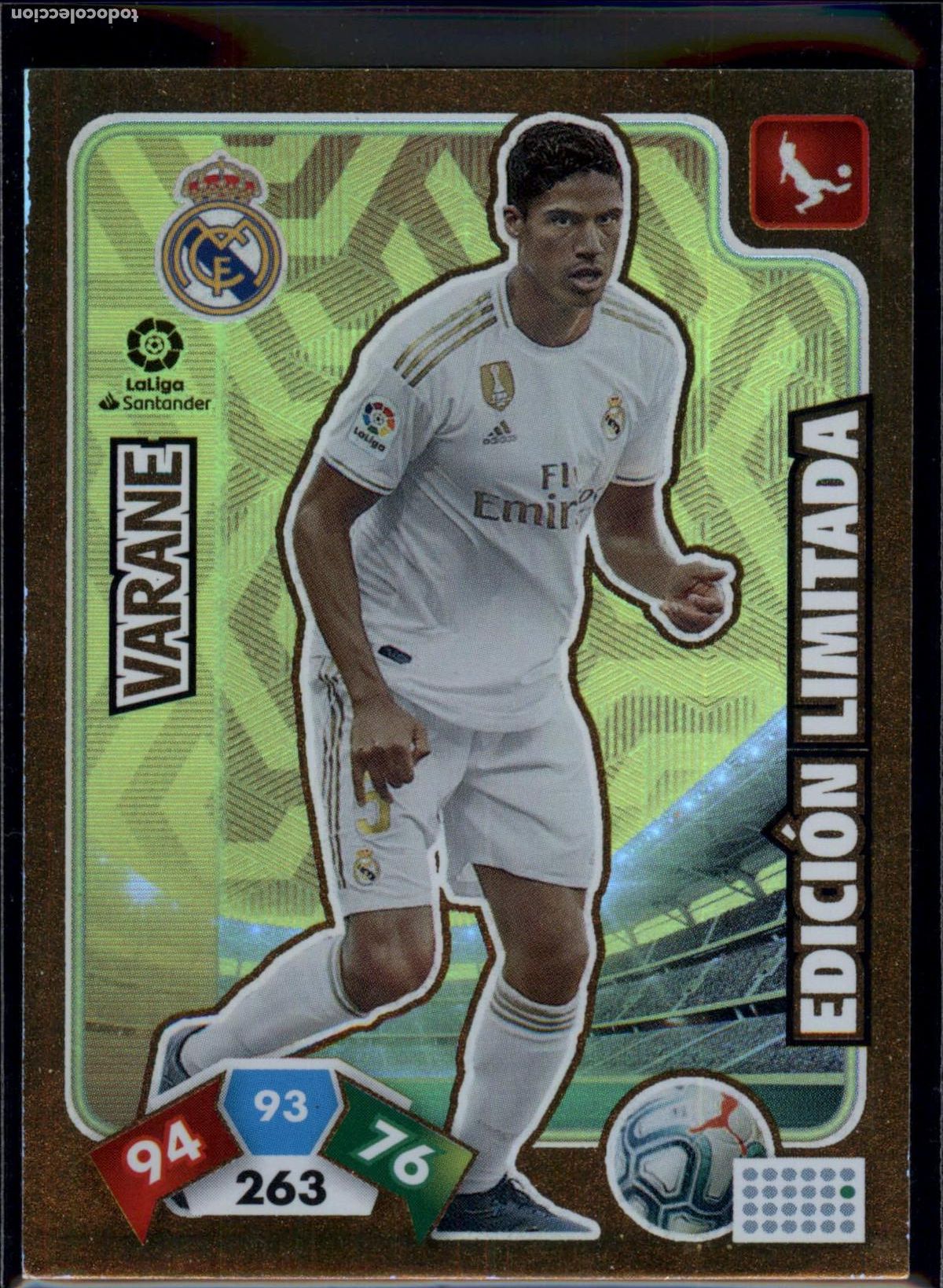 Cromos de f&uacute;tbol: Varane Edici&oacute;n Limitada Real Madrid LaLiga Santander Adrenalyn XL 2019 2020 Panini 19 20