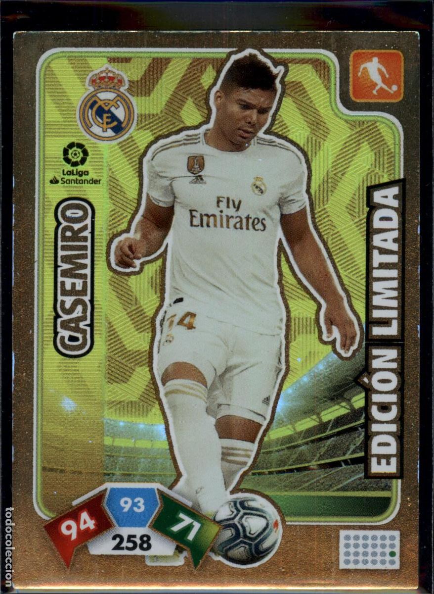 Cromos de f&uacute;tbol: Casemiro Edici&oacute;n Limitada Real Madrid LaLiga Santander Adrenalyn XL 2019 2020 Panini 19 20