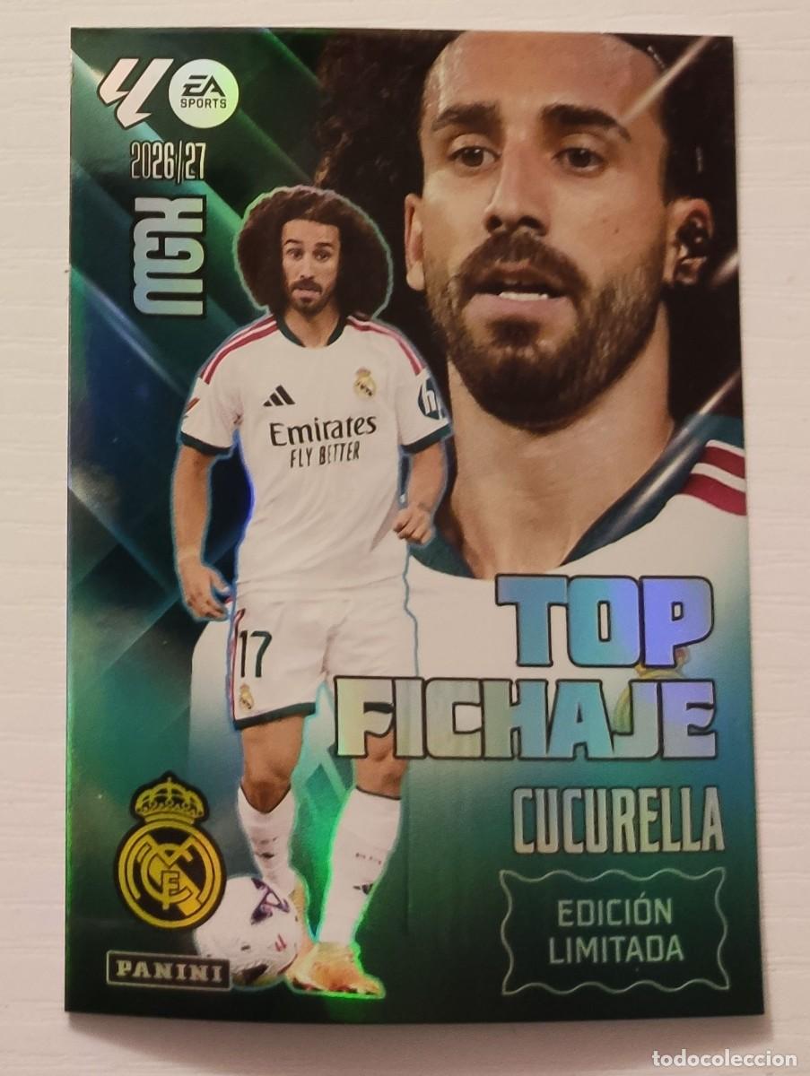 Football Stickers: Carta edici&oacute;n limitada Top Fichaje Cucurella Madrid Panini Megacracks 2026-2027