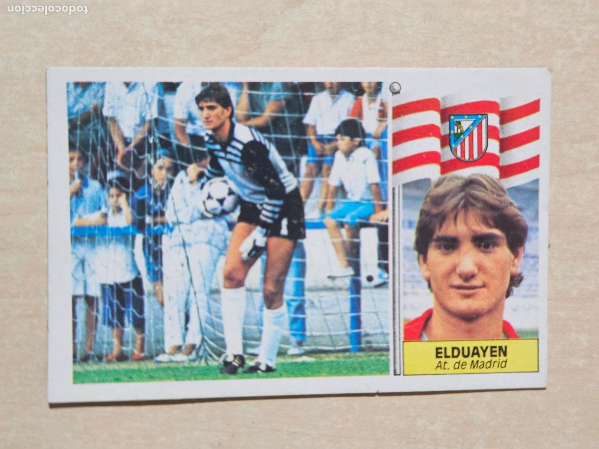 Cromos de f&uacute;tbol: EDICIONES ESTE 86 87 FICHAJE N&ordm; 27 ELDUAYEN ATLETICO DE MADRID CROMO RECUPERADO