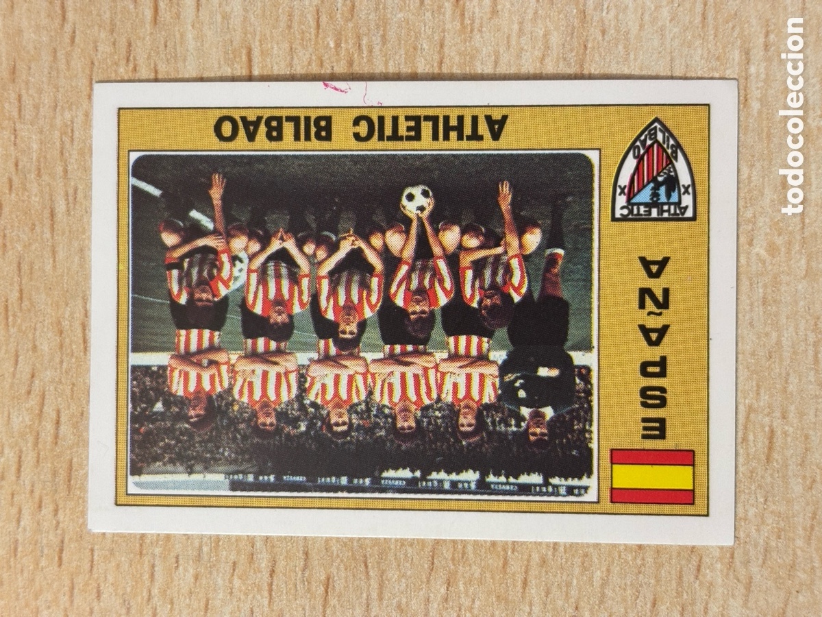 Cromos de f&uacute;tbol: # 80 Alineaci&oacute;n Athletic Bilbao Espa&ntilde;a Euro Football 76 Panini sin pegar