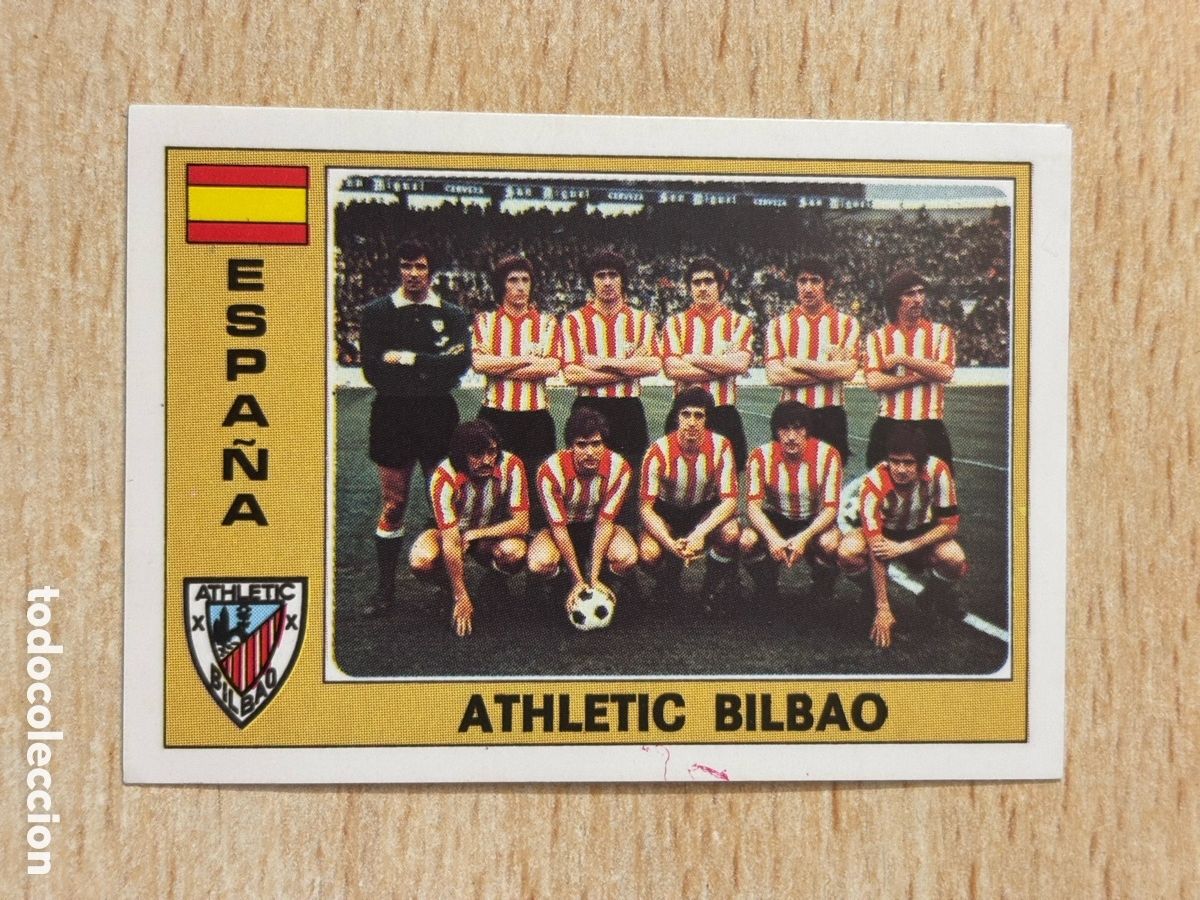 Figurine di Calcio: # 80 Alineaci&oacute;n Athletic Bilbao Espa&ntilde;a Euro Football 76 Panini sin pegar