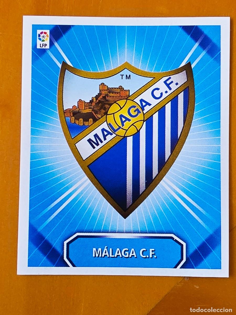 Cromos de f&uacute;tbol: Escudo M&aacute;laga CF, Panini Ediciones Liga Este 2008 2009 08 09, sin pegar