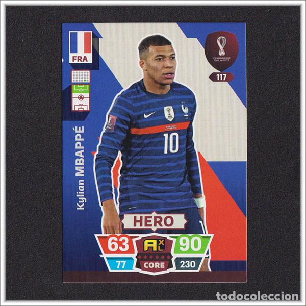 Cartes &agrave; collectionner de Football: ADRENALYN FIFA WORLD CUP QATAR 2022 MUNDIAL KYLIAN MBAPPE 117 FRANCIA CARD COLECCI&Oacute;N ALBUM PANINI