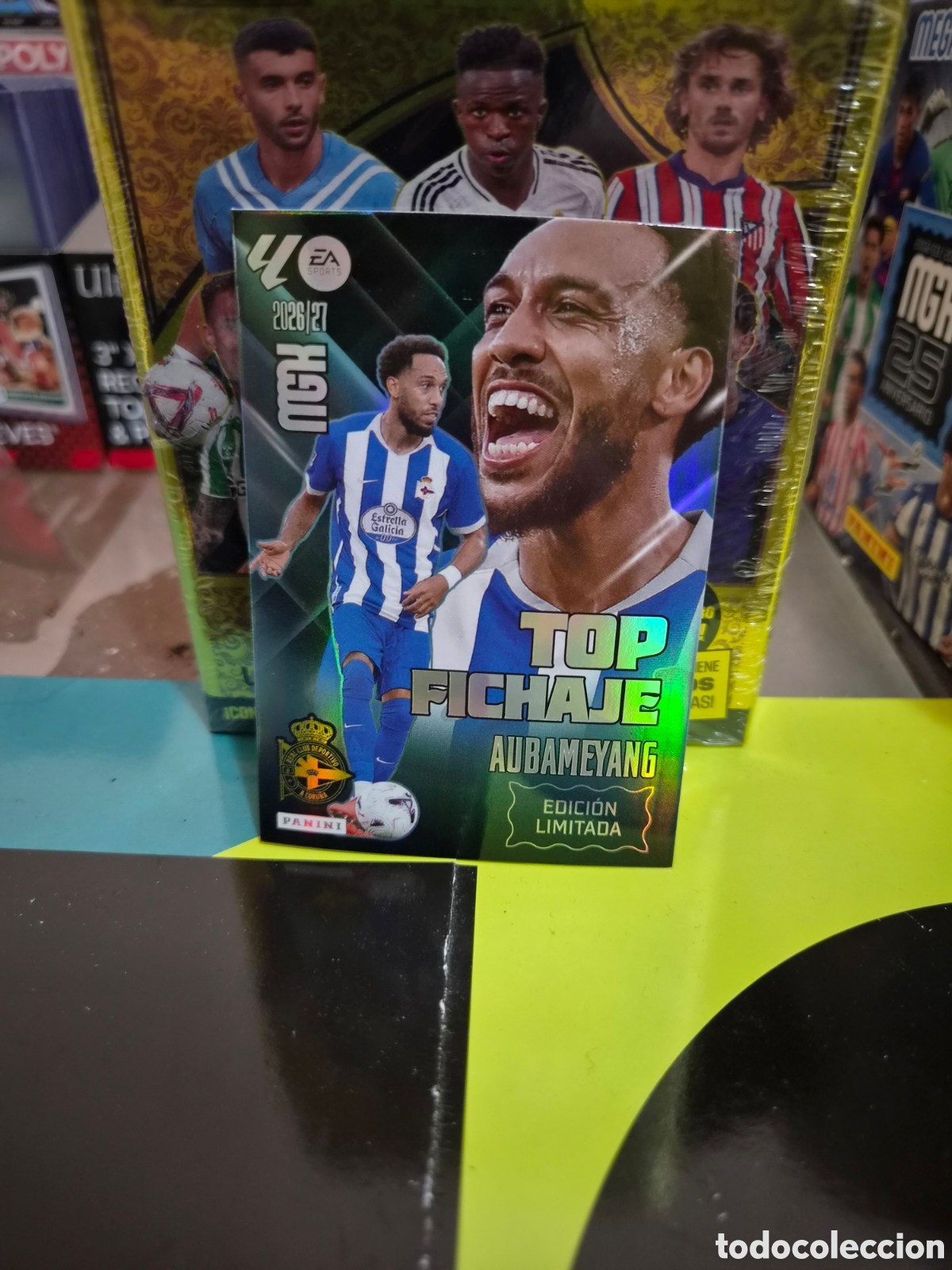 Cromos de f&uacute;tbol: Edici&oacute;n Limitada Top Fichaje Aubameyang Megacracks 26/27