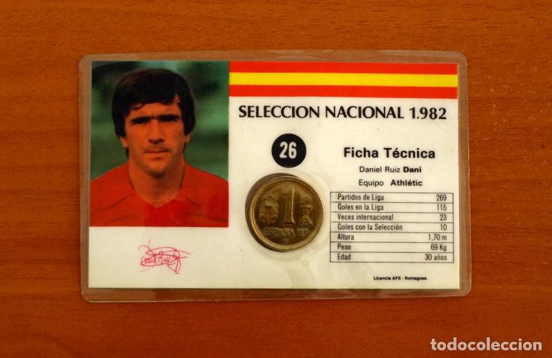 Cromos de f&uacute;tbol: Selecci&oacute;n Nacional Espa&ntilde;ola 1982 - Espa&ntilde;a 82 - N&ordm; 26, Dani -Tarjeta plastificada tama&ntilde;o 11x7
