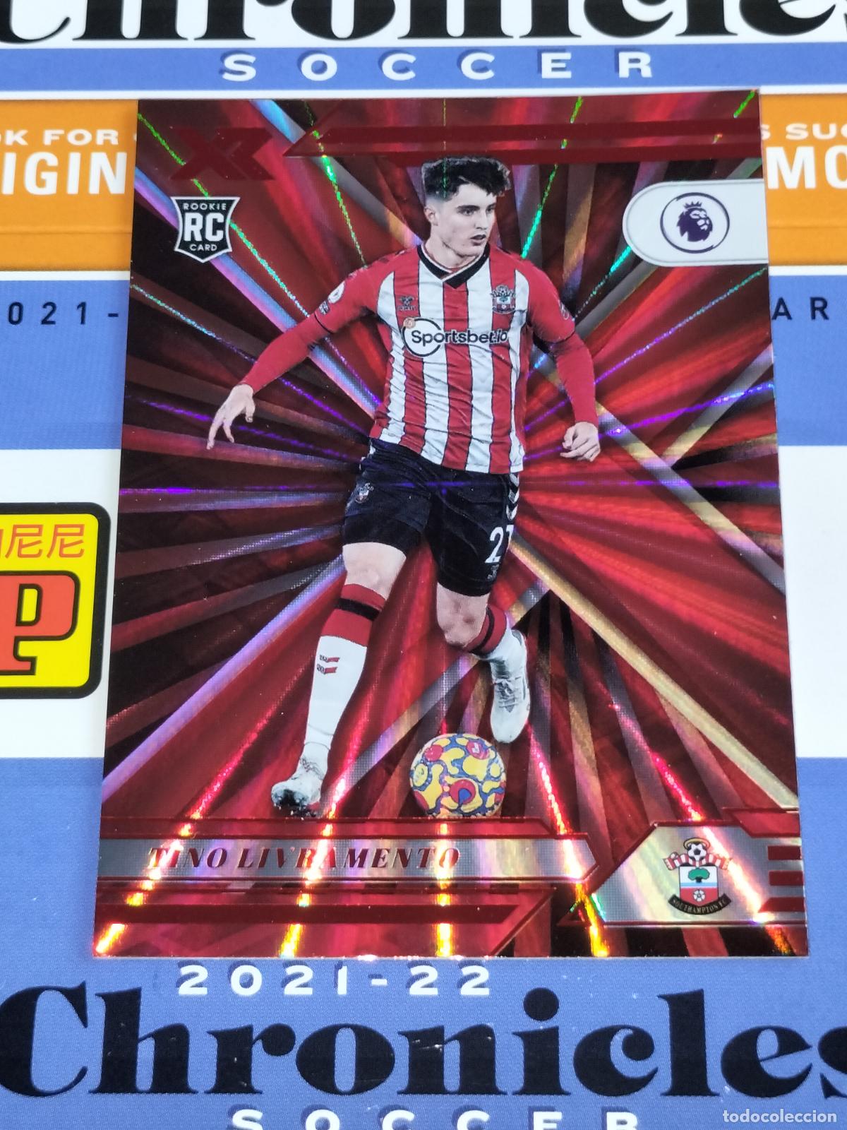 Football Stickers: 131 TINO LIVRAMENTO RED LASER SOUTHAMPTON CARD CHRONICLES XR PREMIER SOCCER 2021 2022 21 22 PANINI