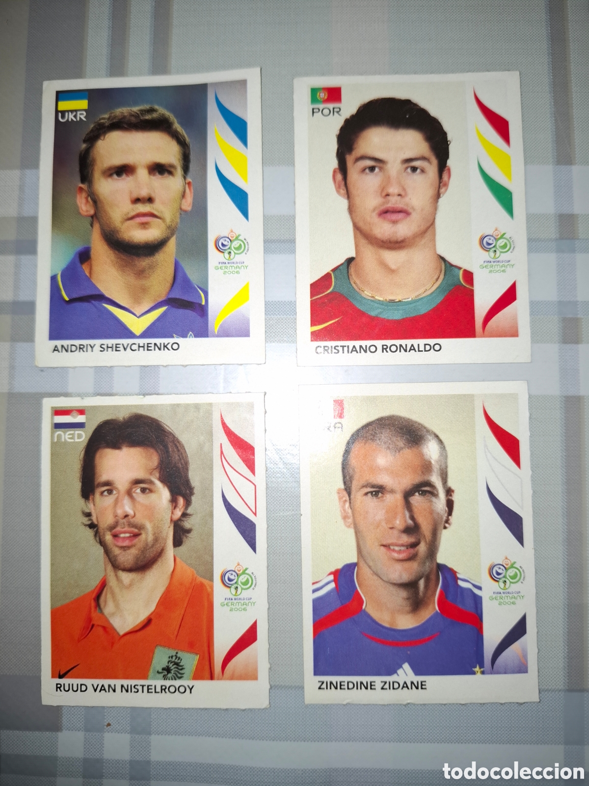 Cromos de f&uacute;tbol: 4 cromos nunca pegados Germany 2006 Panini , Cristiano , Zidane , Shevchenko y Van Nistelrooy