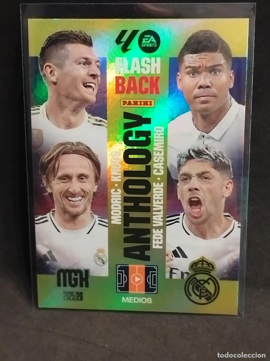 Cromos de f&uacute;tbol: FLASH BACK ANTHOLOGY 436 MODRIC KROOS VALVERDE CASEMIRO REAL MADRID MGK MEGACRACKS 2025-26 2025 2026