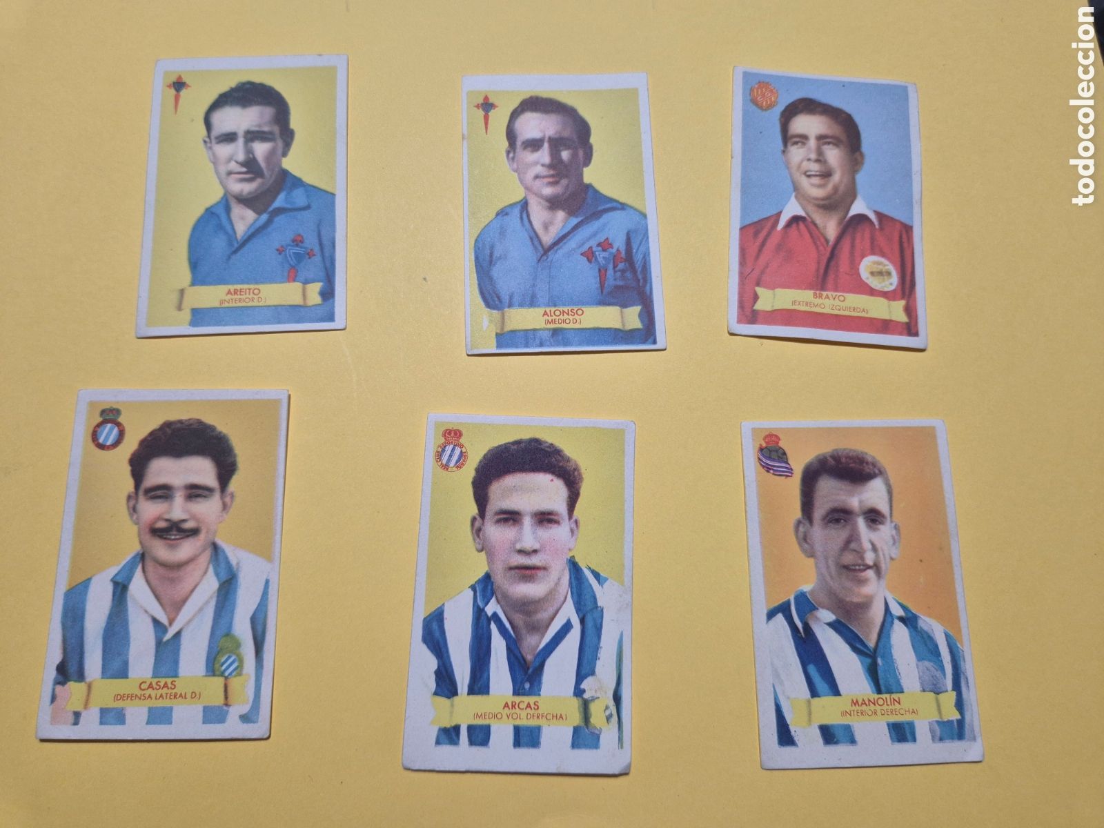 Figurine di Calcio: CELTA TARRAGONA ESPA&Ntilde;OL REAL SOCIEDAD AREITO CASAS ALONSO ARCAS BRAVO MANOLI CAMPEONES 1949 BRUGUERA