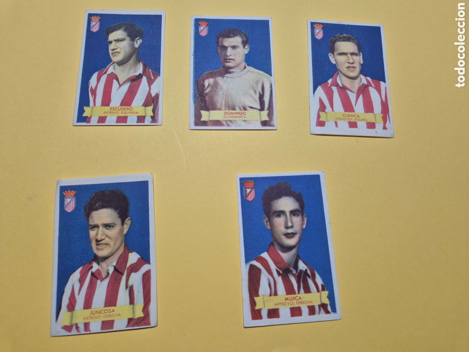 Cromos de f&uacute;tbol: A MADRID 5 CROMOS ESCUDERO JUNCOSA DOMINGO MUJICA CUENCA CAMPEONES 1949 BRUGUERA