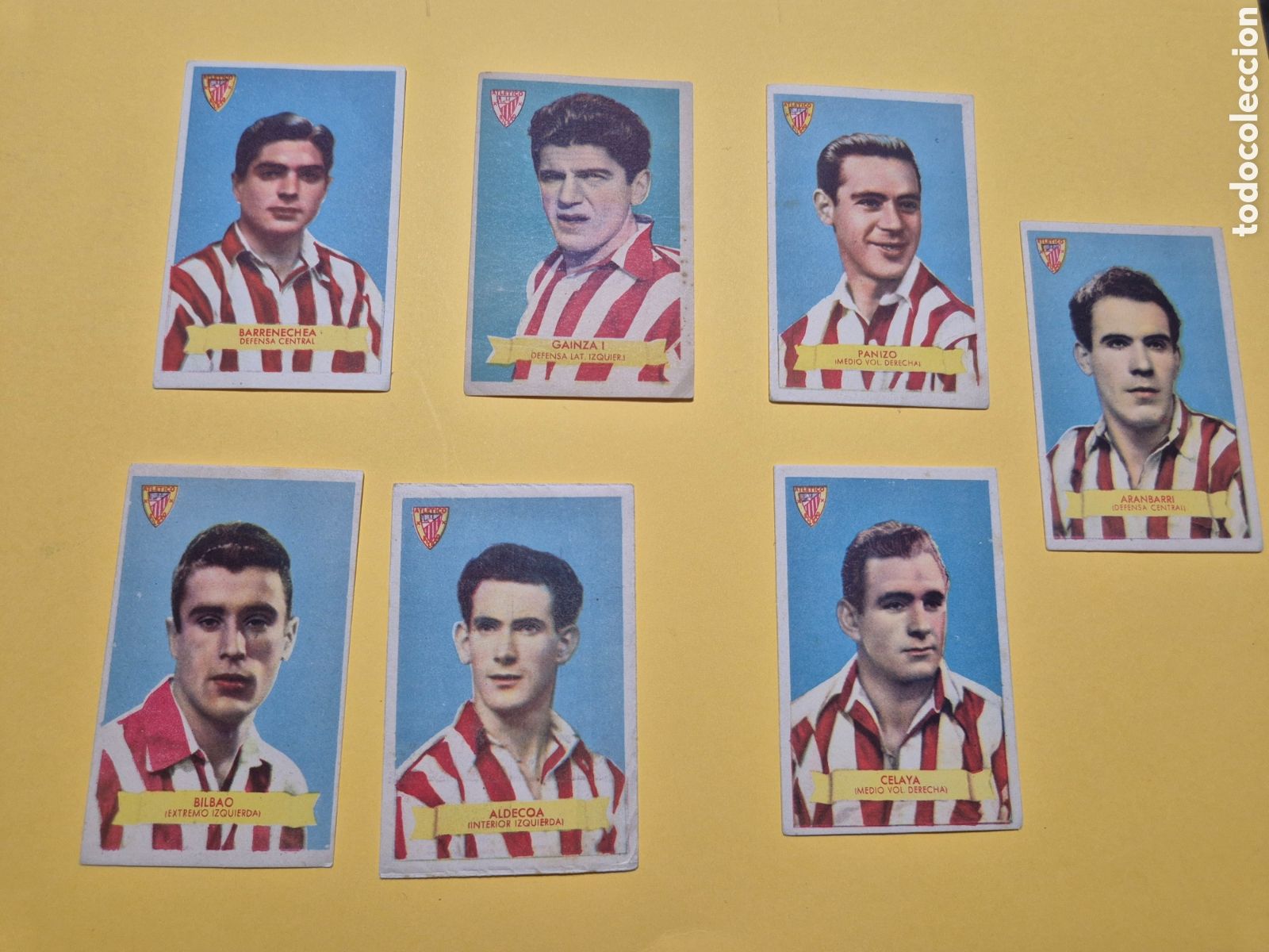Cromos de f&uacute;tbol: A BILBAO 7 CROMOS BARRENECHEA GAINZA 1 PANIZO ARANBARRI BILBAO ALDECOA CELAY CAMPEONES 1949 BRUGUERA