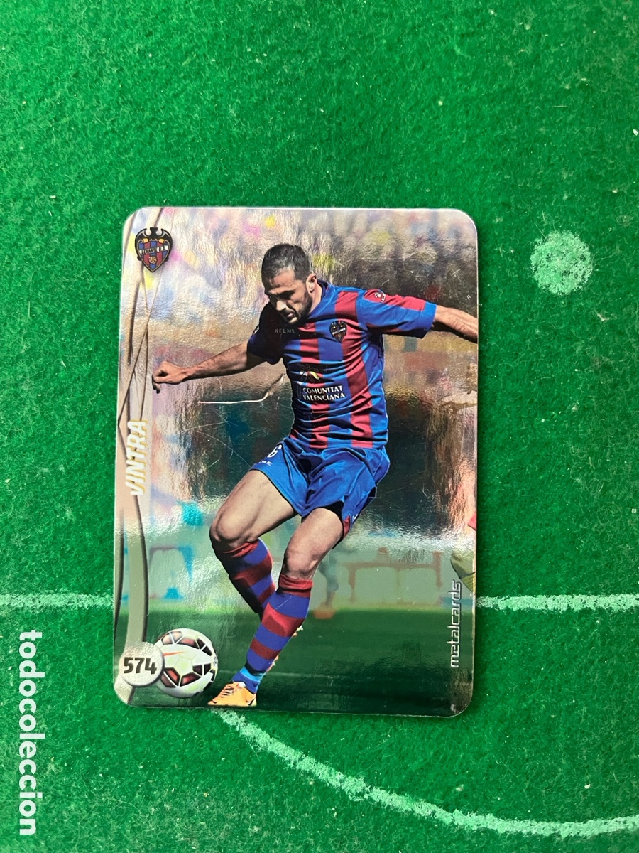 Cromos de f&uacute;tbol: 574 VINTRA LEVANTE LAS FICHAS DE LA LIGA 2014 2015 MUNDICROMO TOP 5 METALCARDS LISO