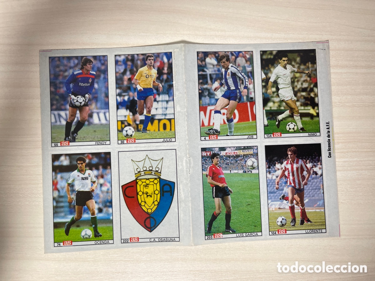Cromos de f&uacute;tbol: LAMINA 8 CROMOS 55 30 74 222 4 134 203 104 ASES DE LA LIGA 86 87 1986 1987 DIARIO AS