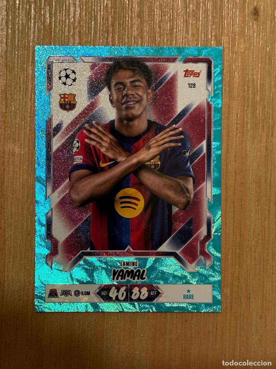 Cromos de f&uacute;tbol: CROMO LAMINE YAMAL BARCELONA TOPPS MATCH ATTAX 2026-27 26-27 N 128 CHAMPIONS LEAGE PARALELA AZUL RAR