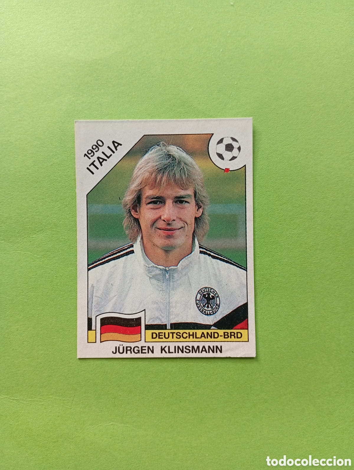 Fu&szlig;ball-Sticker: 1990 ITALIA 90 - N&ordm; 265 J&Uuml;RGEN KLINSMANN - ALEMANIA - ED. CARVAJAL / PANINI