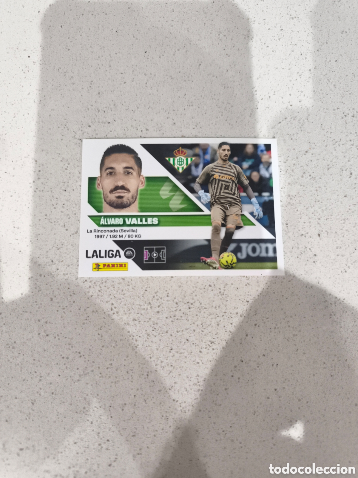 Cromos de f&uacute;tbol: CROMO N&Uacute;MERO 3 VALLES BETIS. LIGA ESTE 26/27. PANINI.