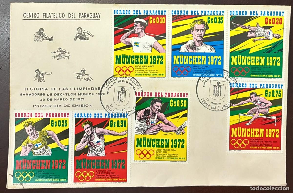 Cromos de f&uacute;tbol: MI) 1971 PARAGUAY, FDC,OLYMPIC GAMES MUNICH '72 HISTORIC CHAMPIONS,VF.