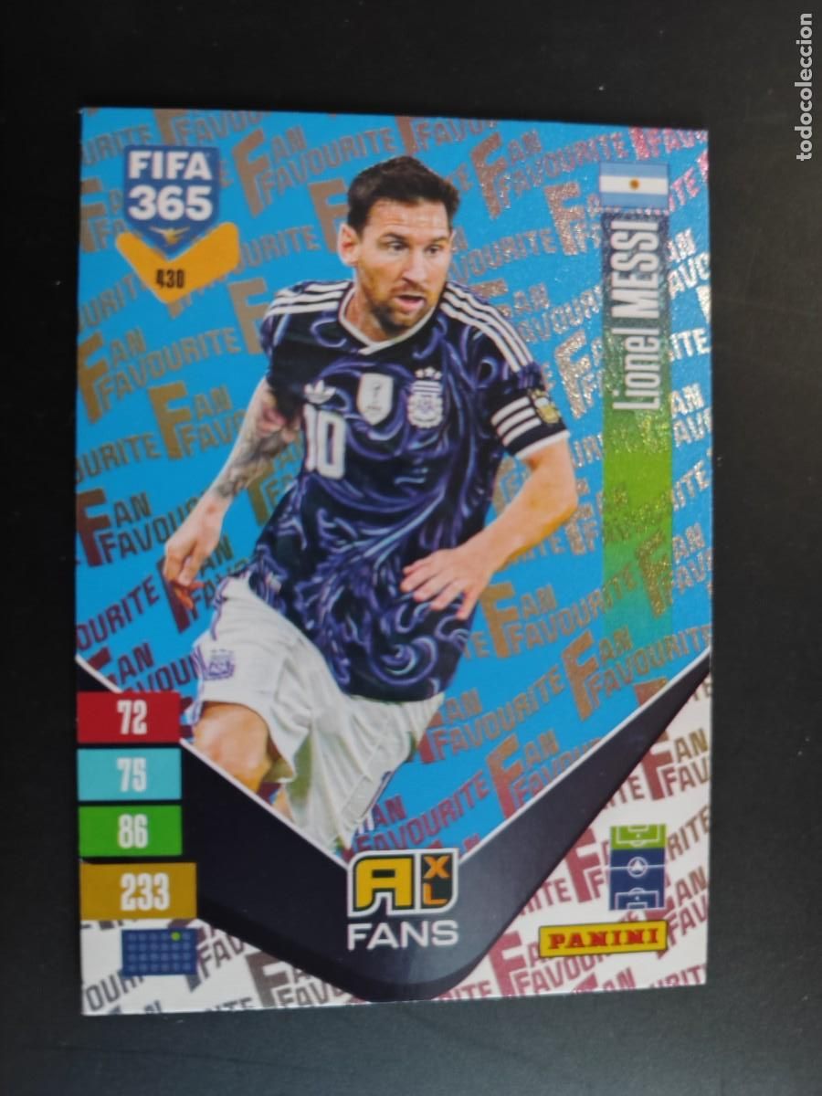 Cromos de f&uacute;tbol: ADRENALYN FIFA 365 2027 CARD PARALELA BLUE LIONEL MESSI ARGENTINA # 430 PANINI