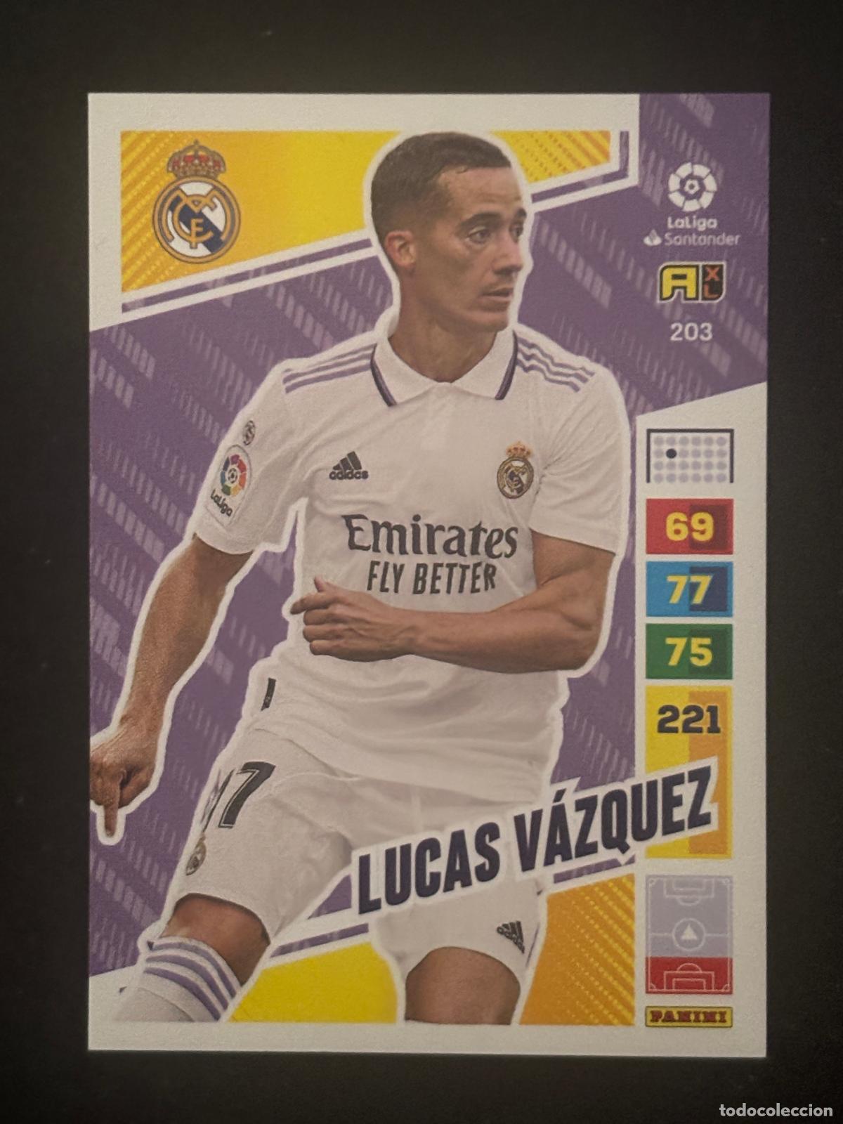 Football Stickers: 203 LUCAS V&Aacute;ZQUEZ REAL MADRID ADRENALYN XL LALIGA SANTANDER 22-23 2022-2023 PANINI