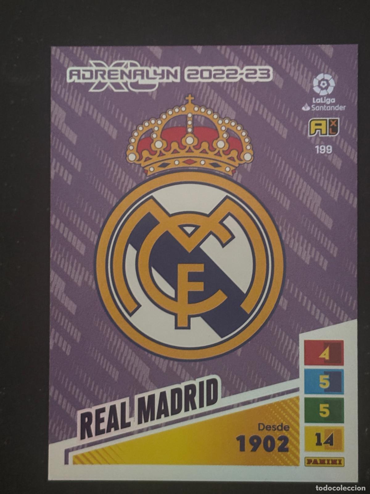 Fu&szlig;ball-Sticker: 199 ESCUDO REAL MADRID ADRENALYN XL LALIGA SANTANDER 22-23 2022-2023 PANINI